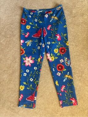 Vibrant colorful J McLaughlin Margot pants. Floral with bees and butterflies.
